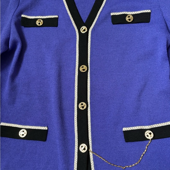 St John Santana knit cardigan jacket, purple/ blue, old money, preppy, sz 12 - Picture 4 of 9